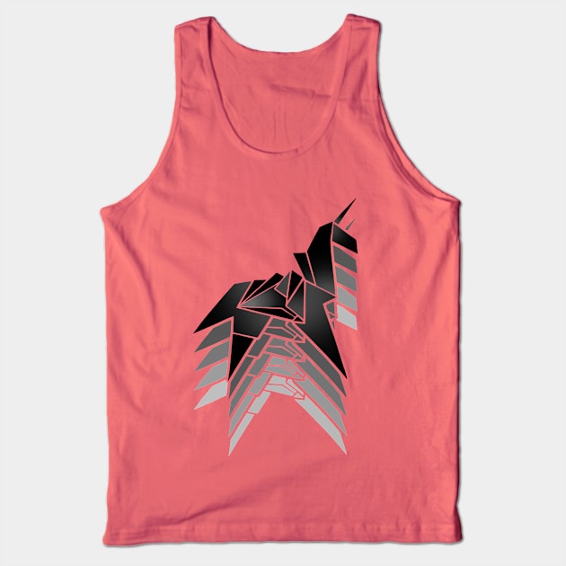 Blade Runner Unicorn Origami (Black Faded) Tank Top by VanHand